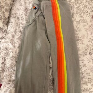 Gray aviator  women’s Bottoms with Orange and Yellow Stripes